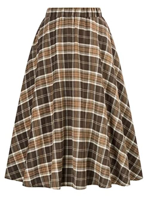 Grace Karin Kate Kasin Women's A-Line Vintage Skirt Grid Pattern Plaid KK633/ KK495