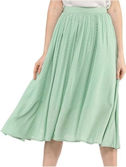 Women's Flowy A-Line Print Elastic Waist Valentine's Day Midi Skirt