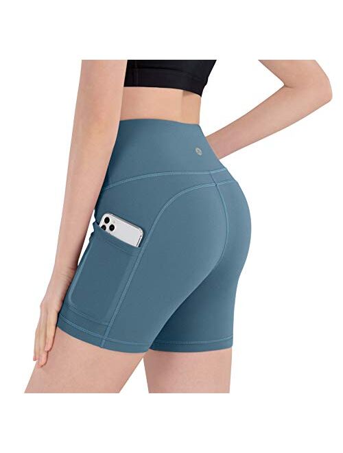 iKeep Women's High Waist Yoga Shorts 8" /5" /2" Workout Running Shorts with Pockets for Women