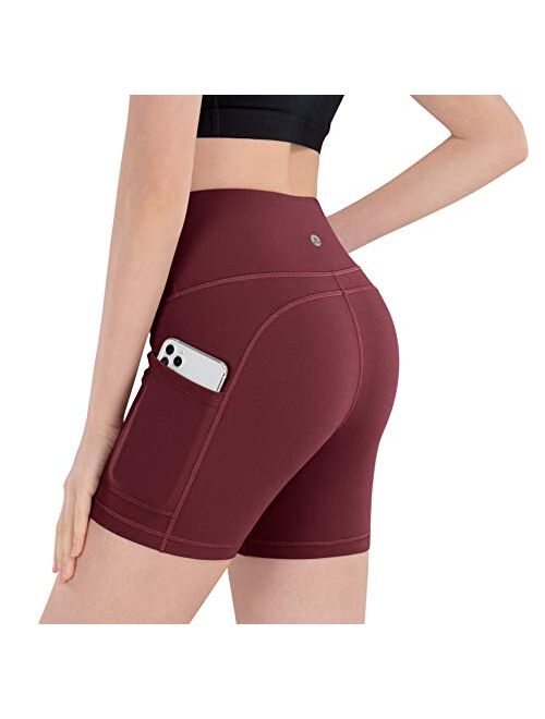 iKeep Women's High Waist Yoga Shorts 8" /5" /2" Workout Running Shorts with Pockets for Women