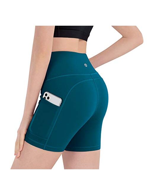 iKeep Women's High Waist Yoga Shorts 8" /5" /2" Workout Running Shorts with Pockets for Women