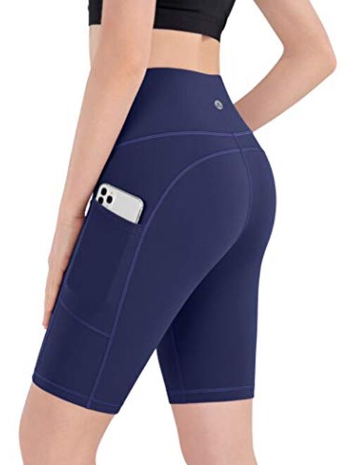 iKeep Women's High Waist Yoga Shorts 8" /5" /2" Workout Running Shorts with Pockets for Women