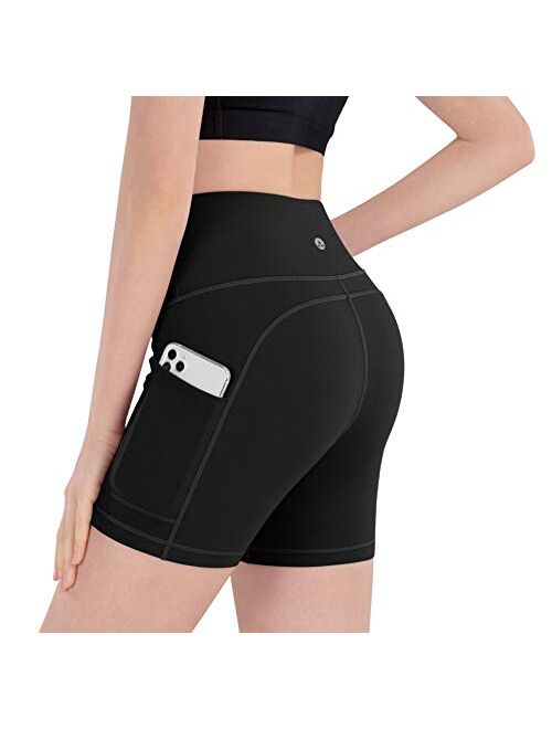 iKeep Women's High Waist Yoga Shorts 8" /5" /2" Workout Running Shorts with Pockets for Women