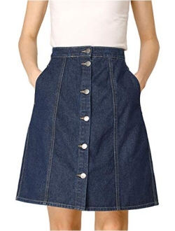 Women's Denim Skirts Short Button Down Jeans Skirt