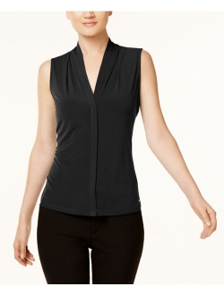 Gathered V-Neck Sleeveless Top