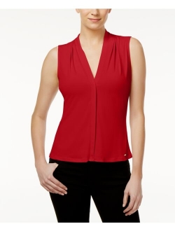 Gathered V-Neck Sleeveless Top