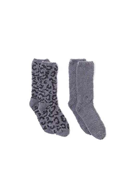 Barefoot Dreams CozyChic Women’s Barefoot in the Wild 2 Pair Sock Set-Crew Socks Plush Socks, Loungewear