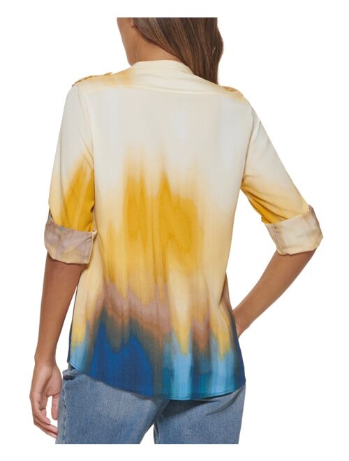 Calvin Klein Tie Dye Roll Tab Button Down Shirt