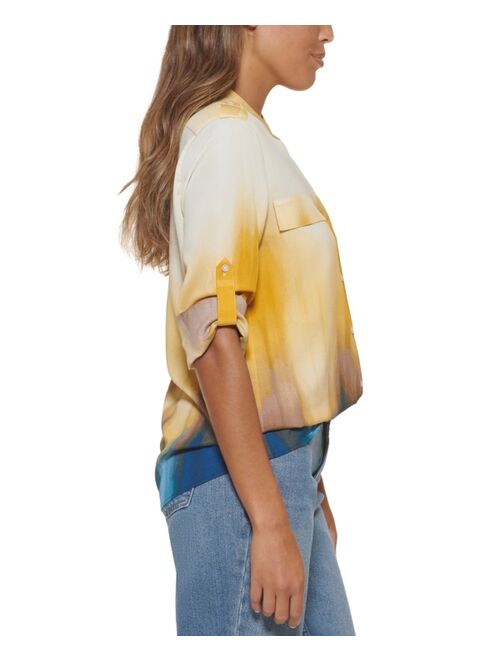 Calvin Klein Tie Dye Roll Tab Button Down Shirt