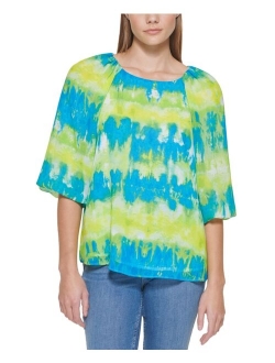 Puff Sleeve Tie Dye Blouse