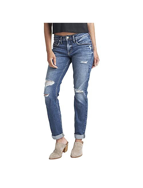 Silver Jeans Co. Women's Boyfriend Mid Rise Slim Leg Jeans