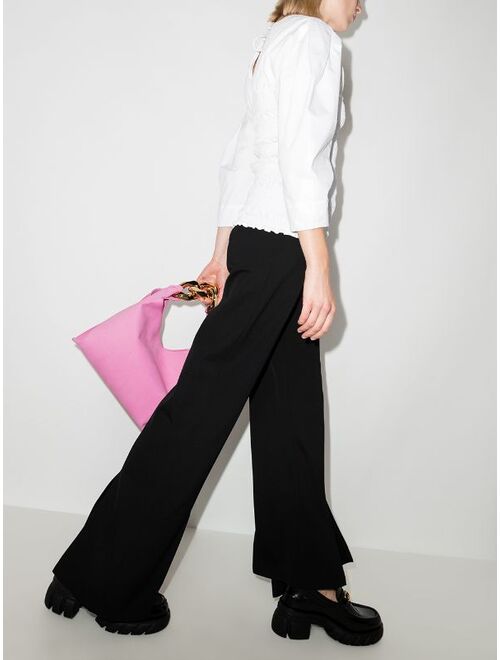 GANNI asymmetric hem high-waisted trousers