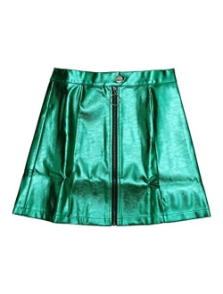 Women's Metallic Mini Skirt Shiny Glitter Holographic High Waist Zipper Short Skirts