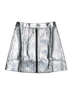 Women's Metallic Mini Skirt Shiny Glitter Holographic High Waist Zipper Short Skirts