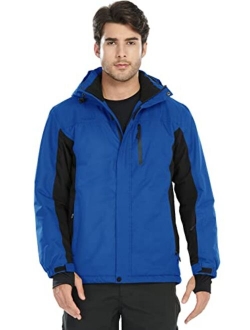 Men's Waterproof Ski Snow Jacket Fleece Lined Warm Winter Rain Jacket with Hood Fully Taped Seams