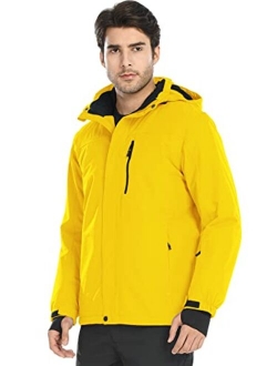 Men's Waterproof Ski Snow Jacket Fleece Lined Warm Winter Rain Jacket with Hood Fully Taped Seams