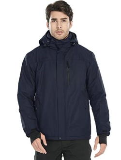 Men's Waterproof Ski Snow Jacket Fleece Lined Warm Winter Rain Jacket with Hood Fully Taped Seams