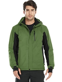 Men's Waterproof Ski Snow Jacket Fleece Lined Warm Winter Rain Jacket with Hood Fully Taped Seams