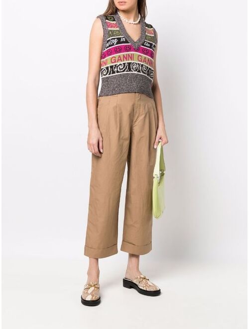 GANNI straight-leg organic-cotton trousers