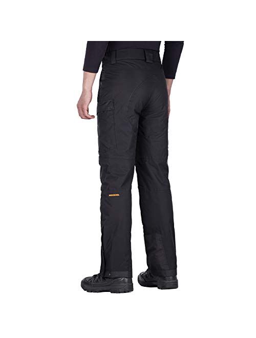 FREE SOLDIER Men's Waterproof Snow Insulated Pants Warm Winter Ski Snowboard Pants with Zipper Pockets