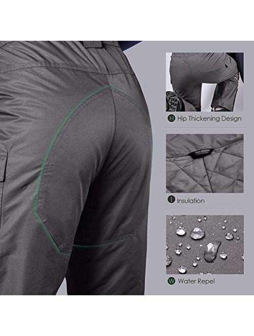 FREE SOLDIER Men's Waterproof Snow Insulated Pants Warm Winter Ski Snowboard Pants with Zipper Pockets