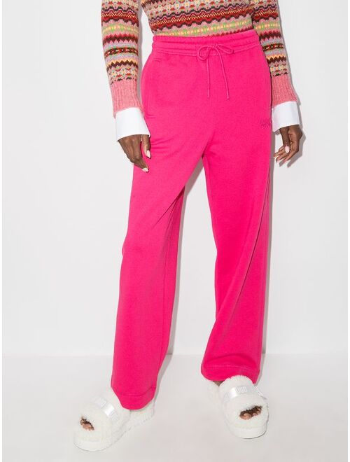 GANNI logo-embroidered straight track pants