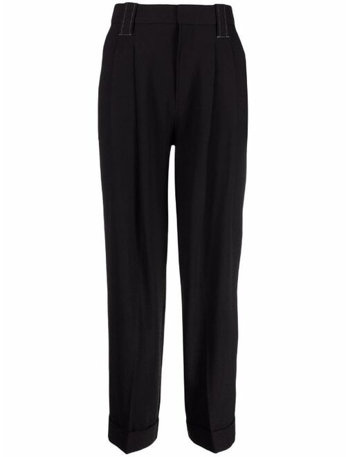 GANNI contrast-stitch straight-leg trousers