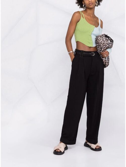 GANNI contrast-stitch straight-leg trousers