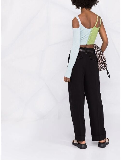 GANNI contrast-stitch straight-leg trousers