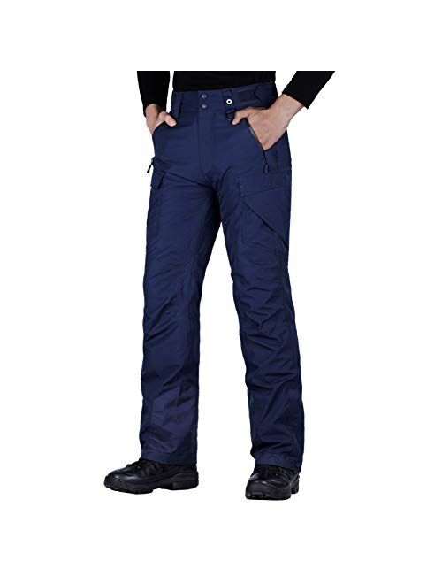 FREE SOLDIER Men's Waterproof Snow Insulated Pants Winter Skiing Snowboarding Pants with Zipper Pockets