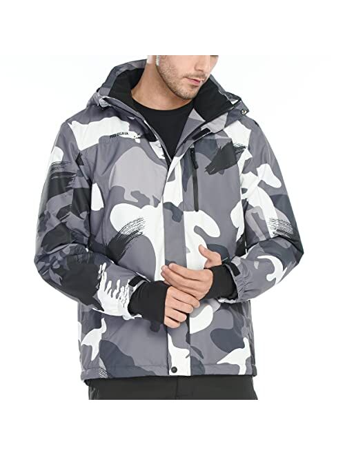 FREE SOLDIER Men's Waterproof Ski Jackets Warm Winter Coats for Men Mountain Windproof Hooded Snow Coat Windbreaker Raincoat