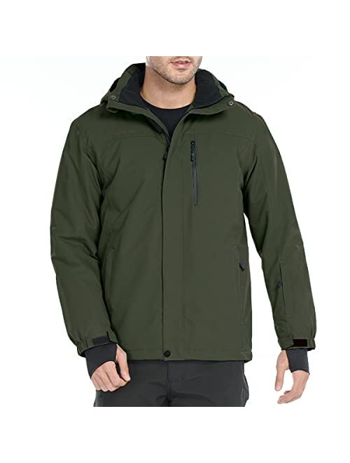 FREE SOLDIER Men's Waterproof Ski Jackets Warm Winter Coats for Men Mountain Windproof Hooded Snow Coat Windbreaker Raincoat