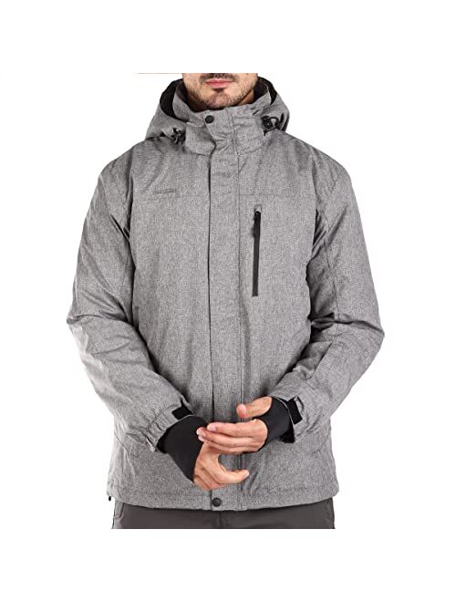 FREE SOLDIER Men's Waterproof Ski Jackets Warm Winter Coats for Men Mountain Windproof Hooded Snow Coat Windbreaker Raincoat