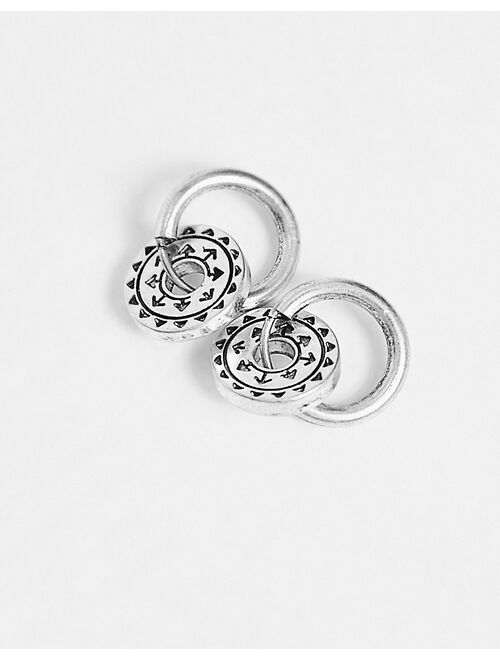 Classics 77 drop dial hoop earrings in silver