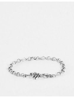 Classics 77 rolo chain palm tree bracelet in silver