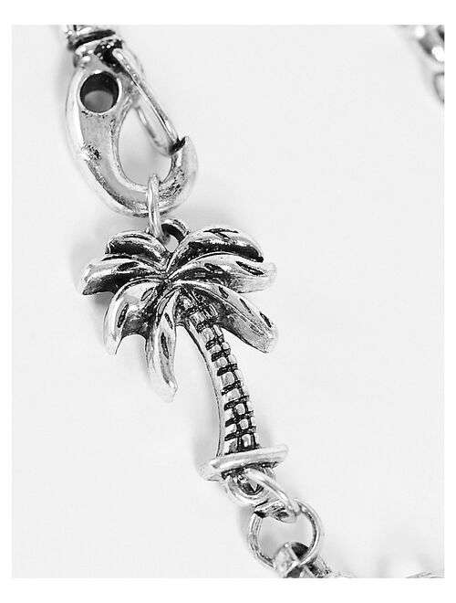 Classics 77 rolo chain palm tree bracelet in silver