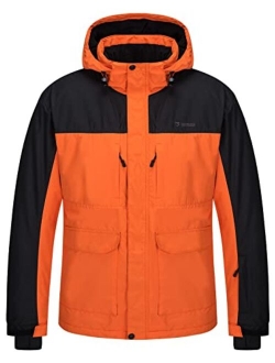 Men's Waterproof Ski Jacket Fleece Lined Warm Winter Snow Coat with Hood Fully Taped Seams