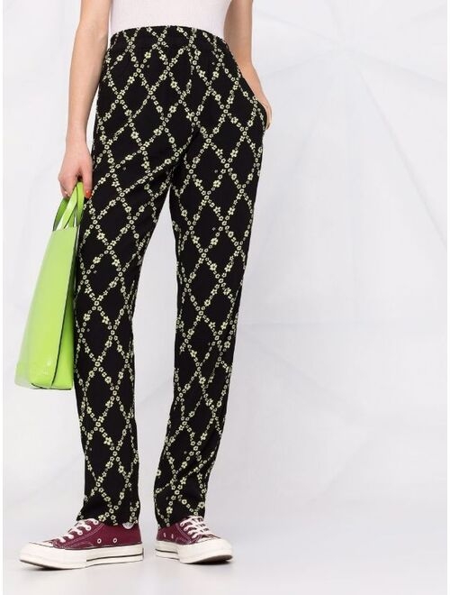 GANNI floral straight-leg trousers