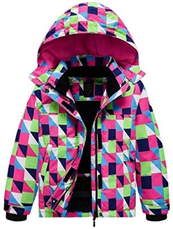 Boys Girls Waterproof Ski Jacket Fleece Lined Warm Winter Snow Coat Kids Winter Jacket with Detachable Hood