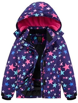 Boys Girls Waterproof Ski Jacket Fleece Lined Warm Winter Snow Coat Kids Winter Jacket with Detachable Hood