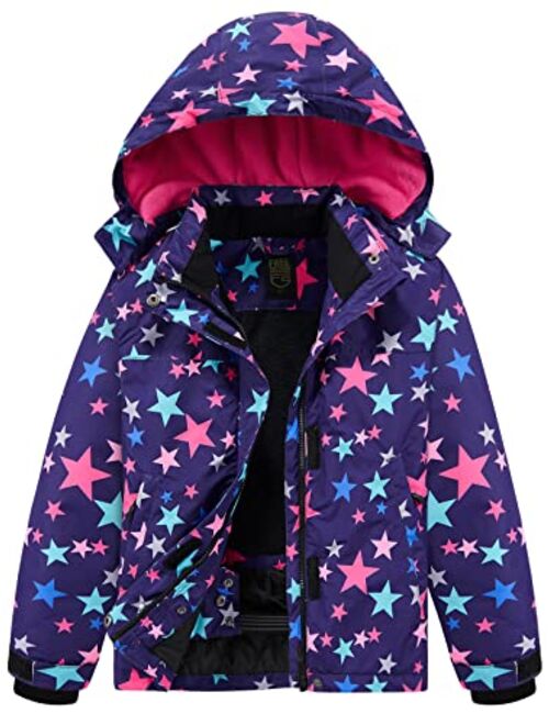 FREE SOLDIER Boys Girls Waterproof Ski Jacket Fleece Lined Warm Winter Snow Coat Kids Winter Jacket with Detachable Hood