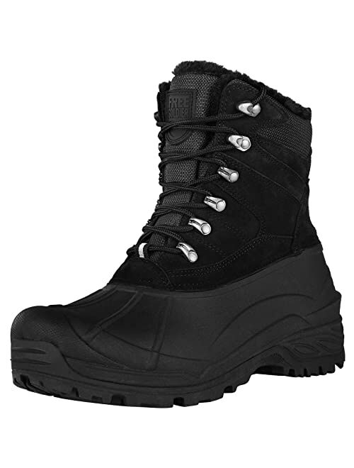 FREE SOLDIER Mens Snow Boots Warm Fleece Lining Winter Ski Shoes Waterproof Insulated Booties