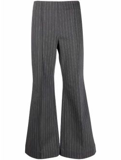 striped flared trousers