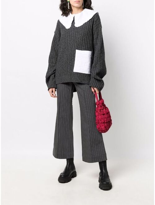 GANNI striped flared trousers