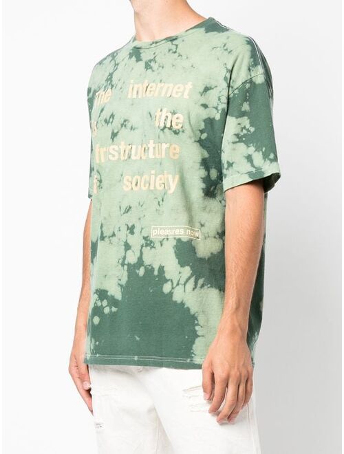 Pleasures slogan-print tie-dye T-shirt