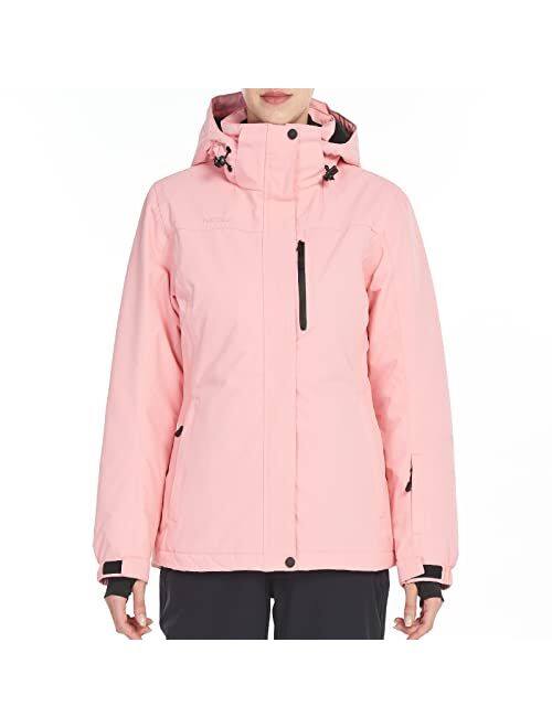 FREE SOLDIER Women's Waterproof Ski Jacket Warm Winter Snow Coat Mountain Windproof Hooded Windbreaker Raincoat