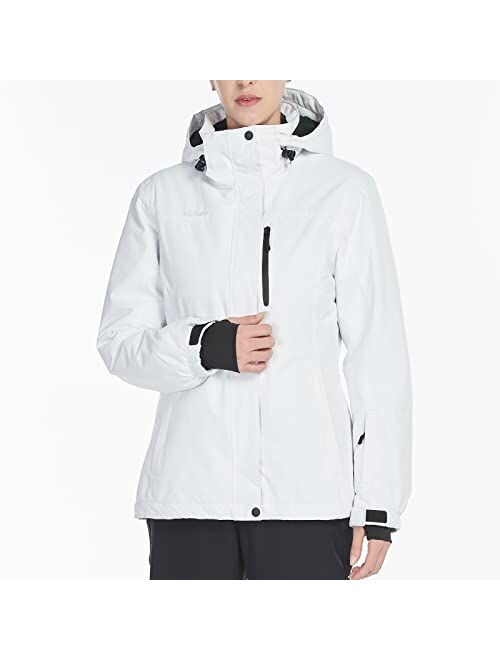 FREE SOLDIER Women's Waterproof Ski Jacket Warm Winter Snow Coat Mountain Windproof Hooded Windbreaker Raincoat