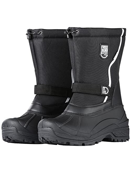 FREE SOLDIER Mens Snow Boots Insulated Waterproof Winter Shoes Nonslip Outdoor Footwear with Removable Lining