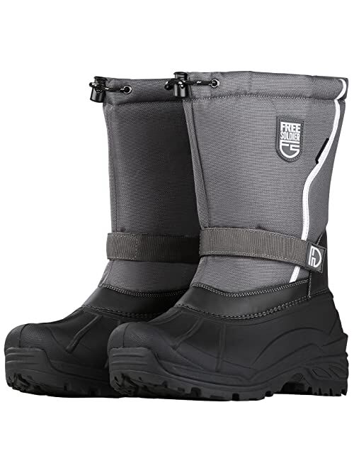 FREE SOLDIER Mens Snow Boots Insulated Waterproof Winter Shoes Nonslip Outdoor Footwear with Removable Lining