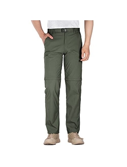 Men's Outdoor Convertible Hiking Pants with Belt Lightweight Quick Dry Tactical Cargo Pants Nylon Spandex